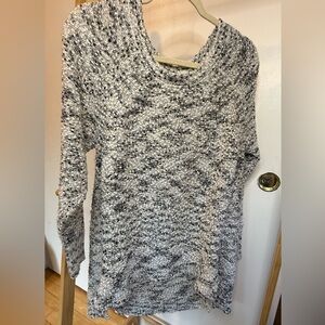 Maurices Black/Grey/White Cowl Neck Sweater Hi Lo